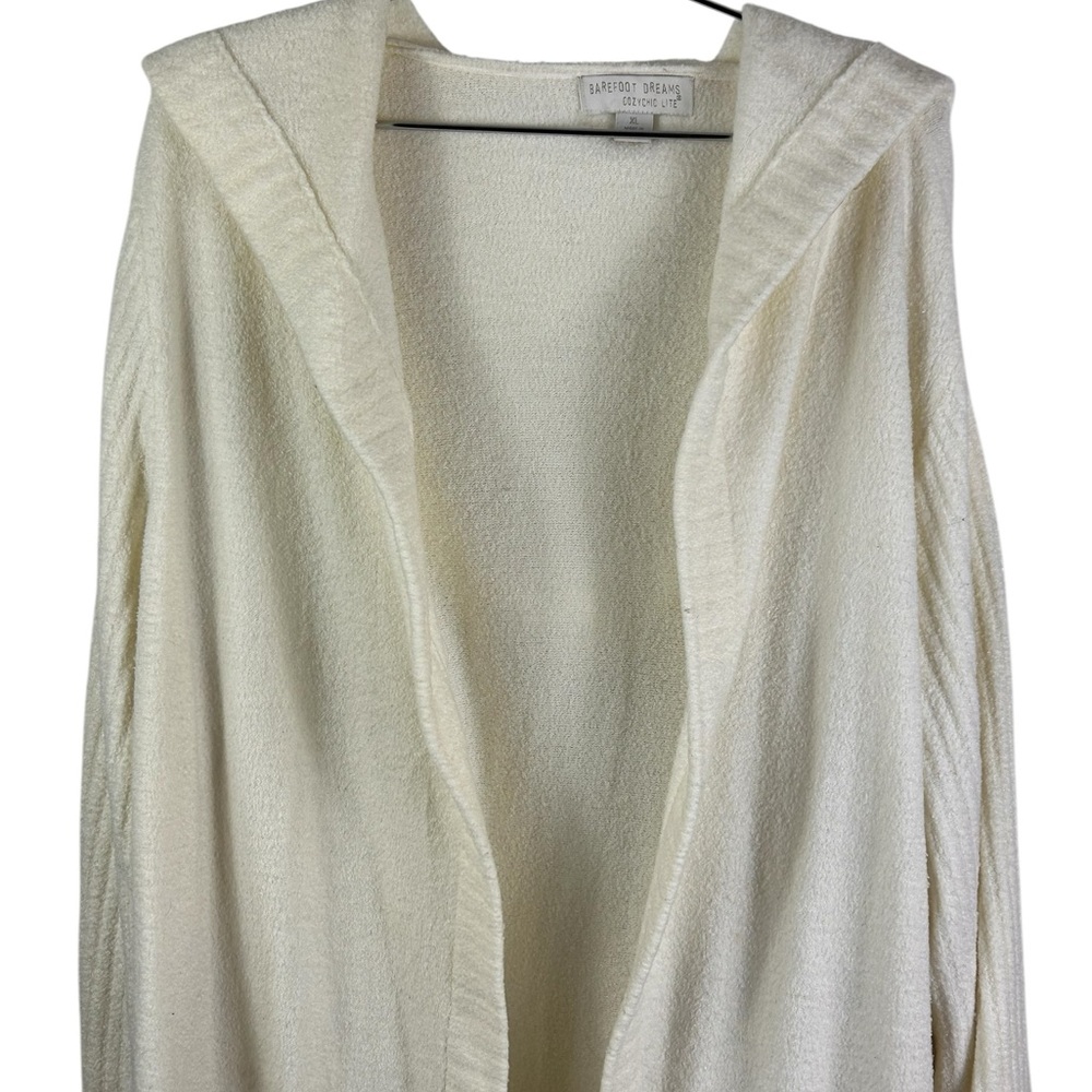 Barefoot Dreams hooded Long Open Front Duster Cardigan - Cream - Picture 5 of 10